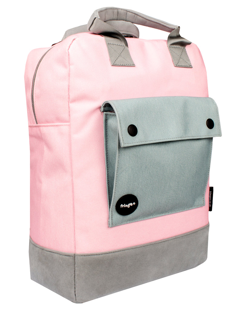 Grey and Pink Teen Backpack Side