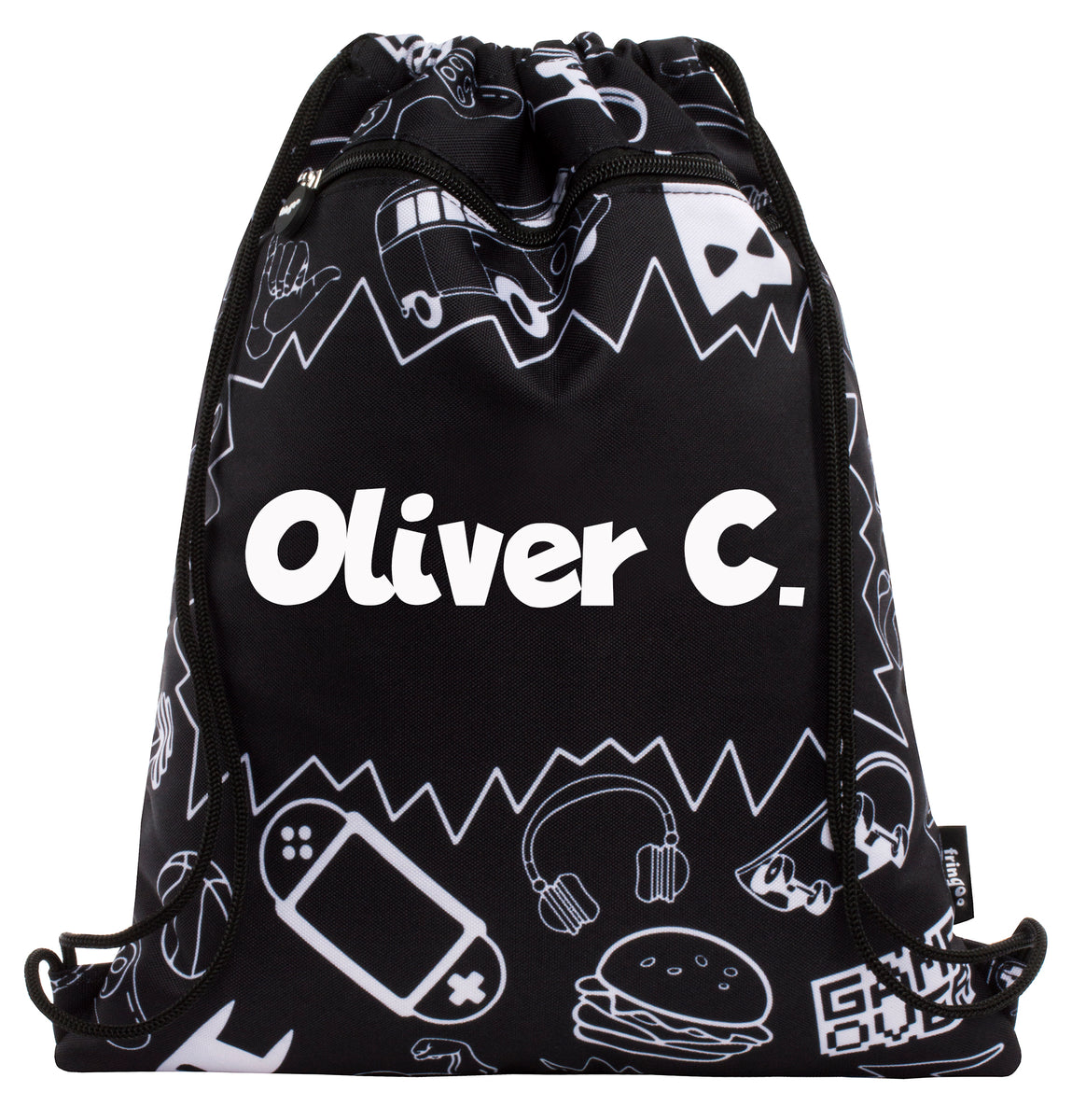 Personalised Drawstring Bag Monochrome Boy Fringoo