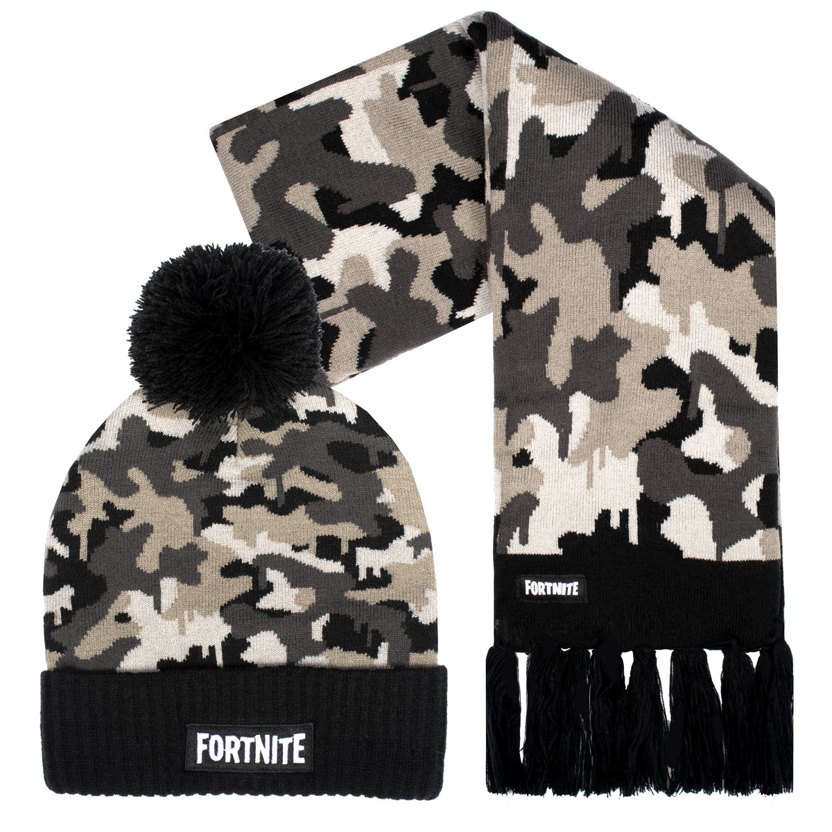 FORTNITE Hat Scarf Set- Camo Grey – Fringoo