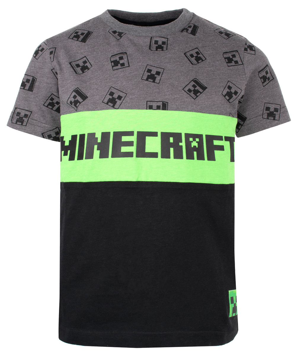Minecraft Jungen-T-Shirt Mit Flip-Pailletten – Creeper & Kürbis-Motiv, Grau, Für Halloween & Alltag