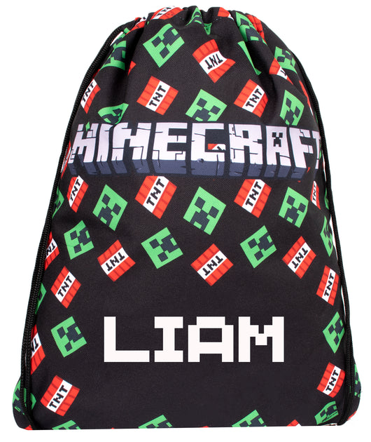 MINECRAFT Personalised Drawstring Bag TNT/Creeper Fringoo