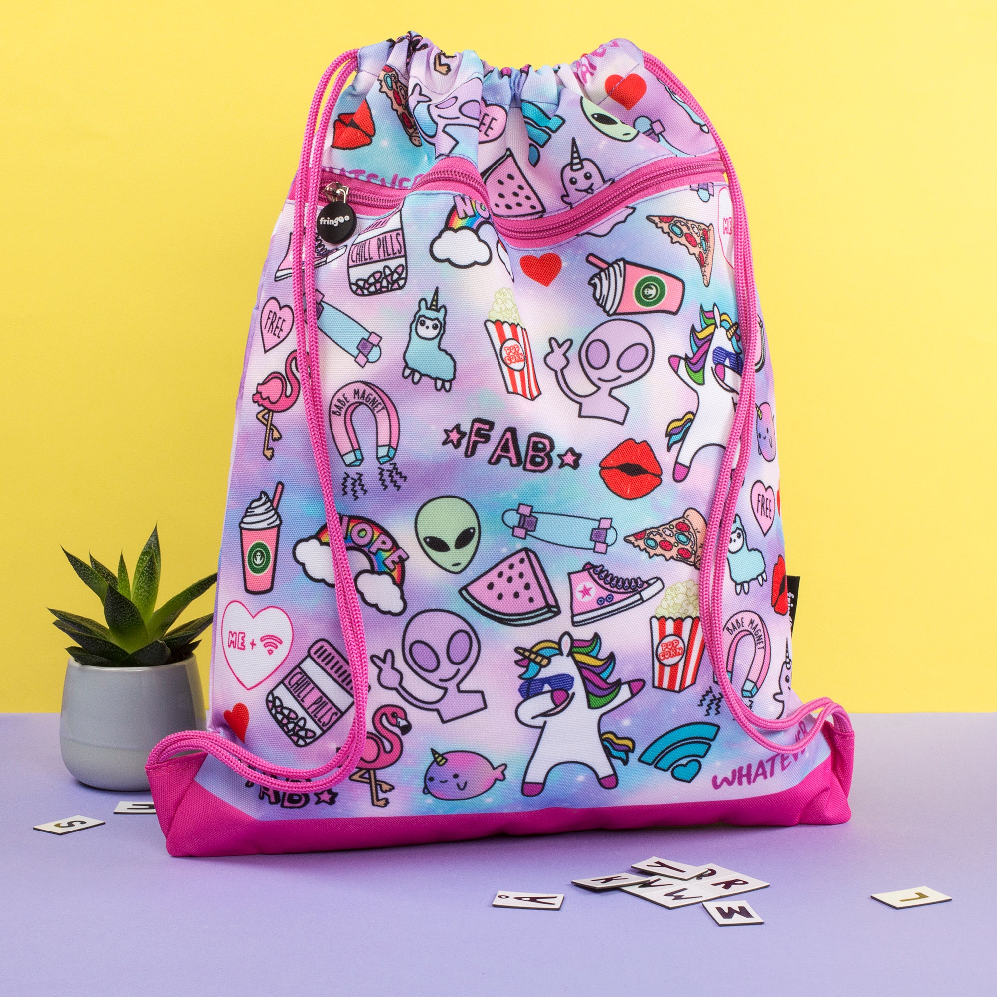 Teenage Drawstring Drawstring Bag - Teen Doodle – Fringoo