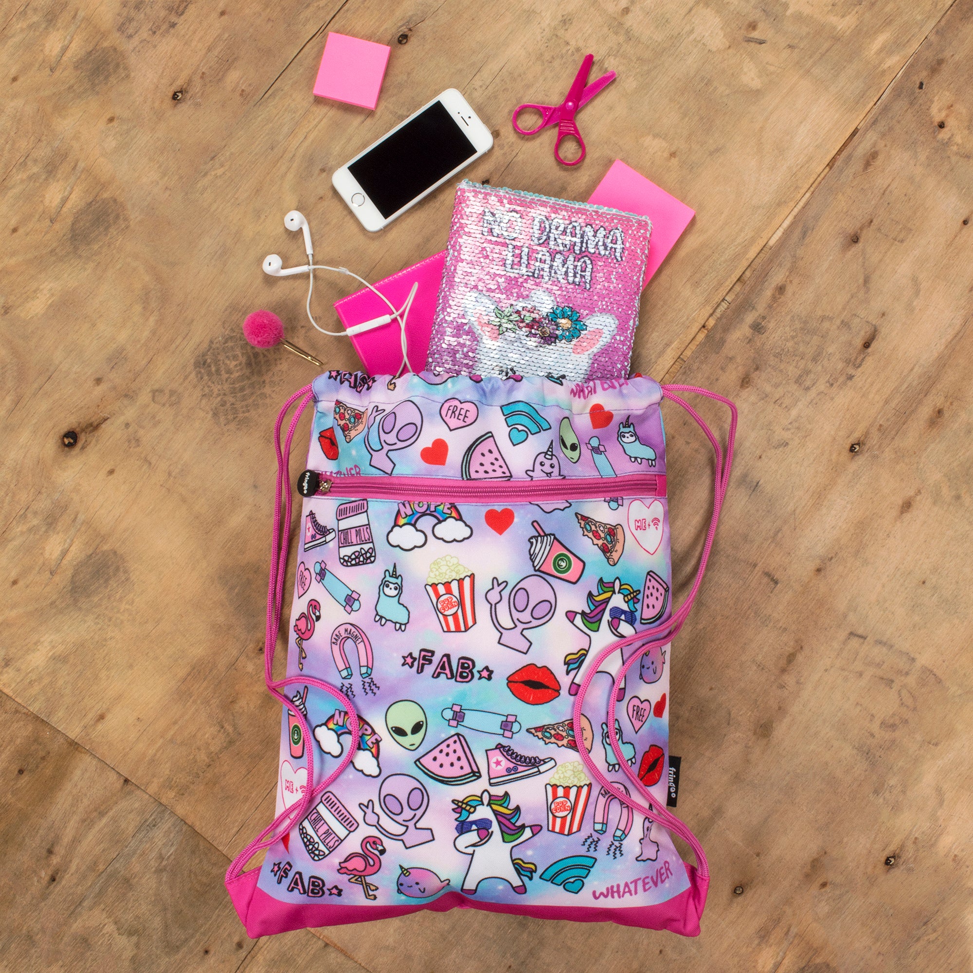 Teenage Drawstring Drawstring Bag - Teen Doodle – Fringoo