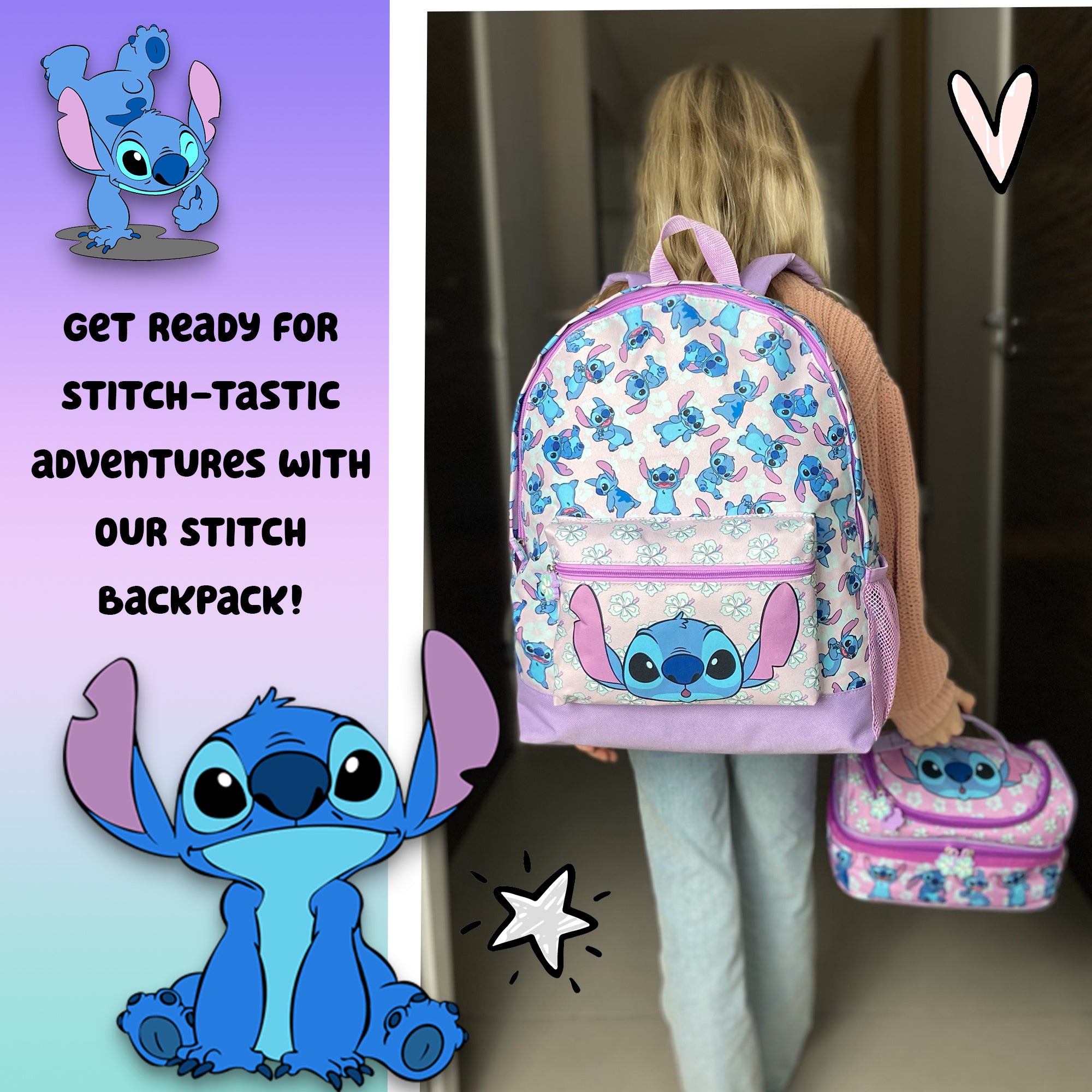 Girls School Backpack Disney Stitch Fringoo Girls School Backpack Disney Stitch Fringoo