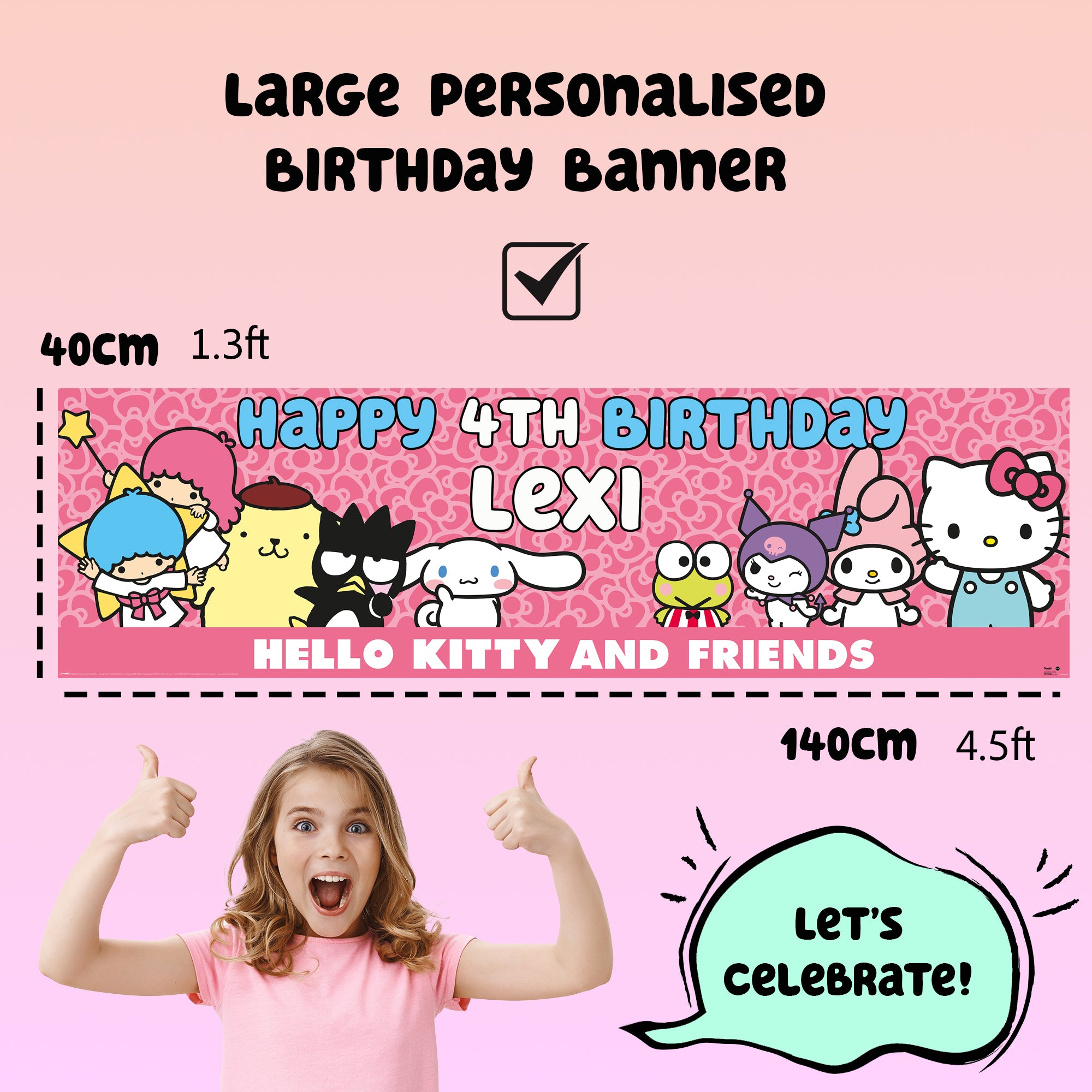 Hello Patsy Banner Hello Kitty Personalised Birthday Banner – Fringoo