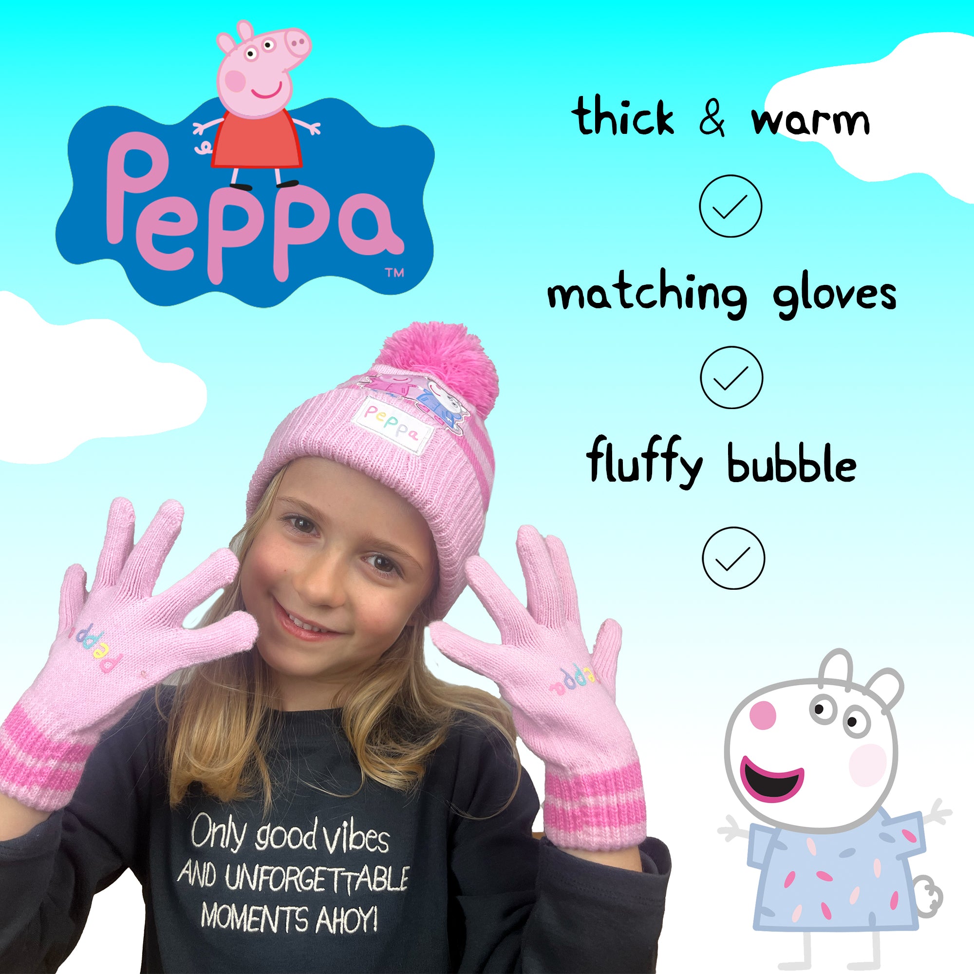 handschuhe peppa wutz Peppa Pig Children's Winter Hat & Gloves Set – Fringoo