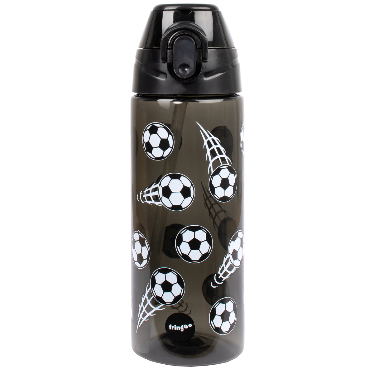 Straw Water Bottle Football Black Fringoo