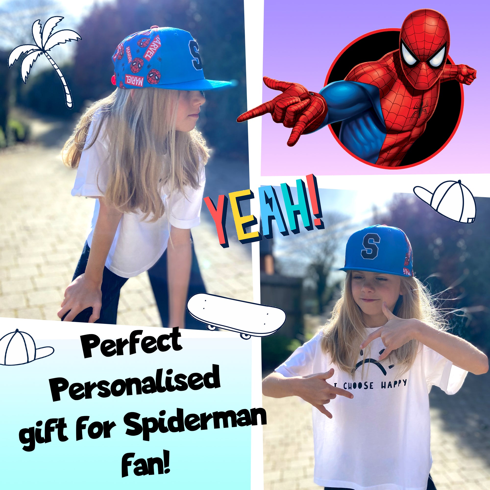 Marvel Spiderman Baseball Cap For Boys - Adjustable Red Brim Hat Ages 3-9 Spiderman Hat For Boys