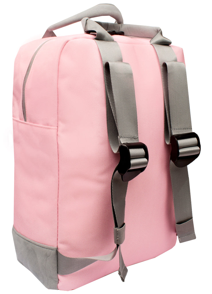 Grey and Pink Teen Backpack Back