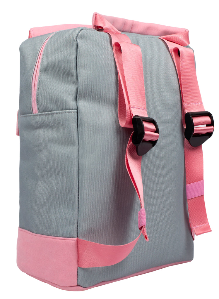 Pink and Grey Teen Backpack Back