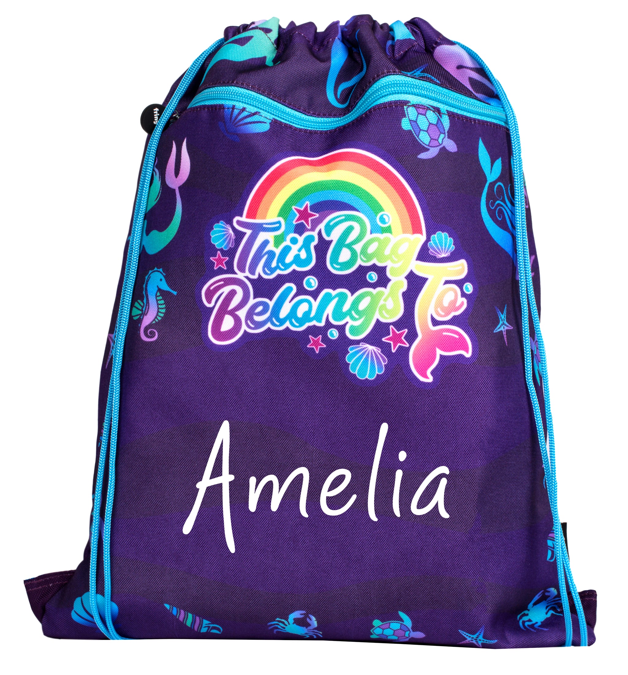 Personalised Drawstring Bag- Purple Mermaids – Fringoo