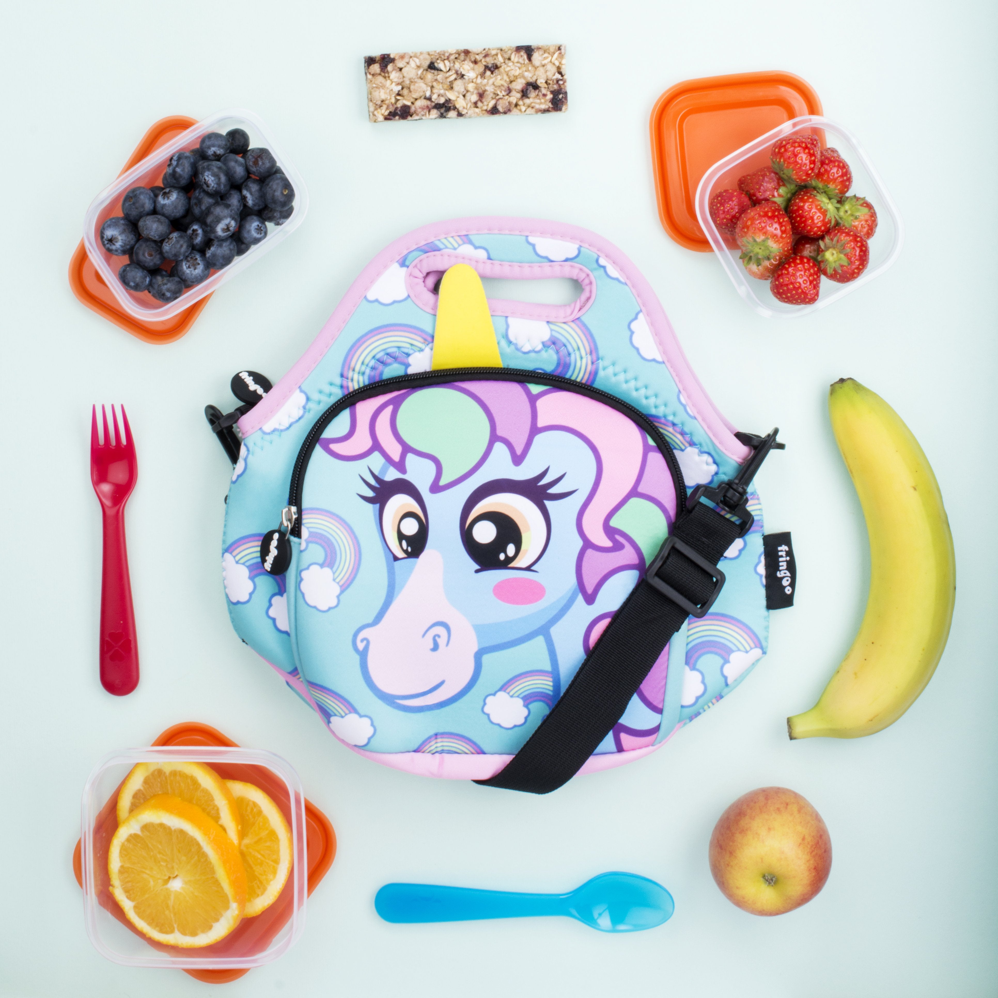Kids Lunch Bag Unicorn Blue Fringoo