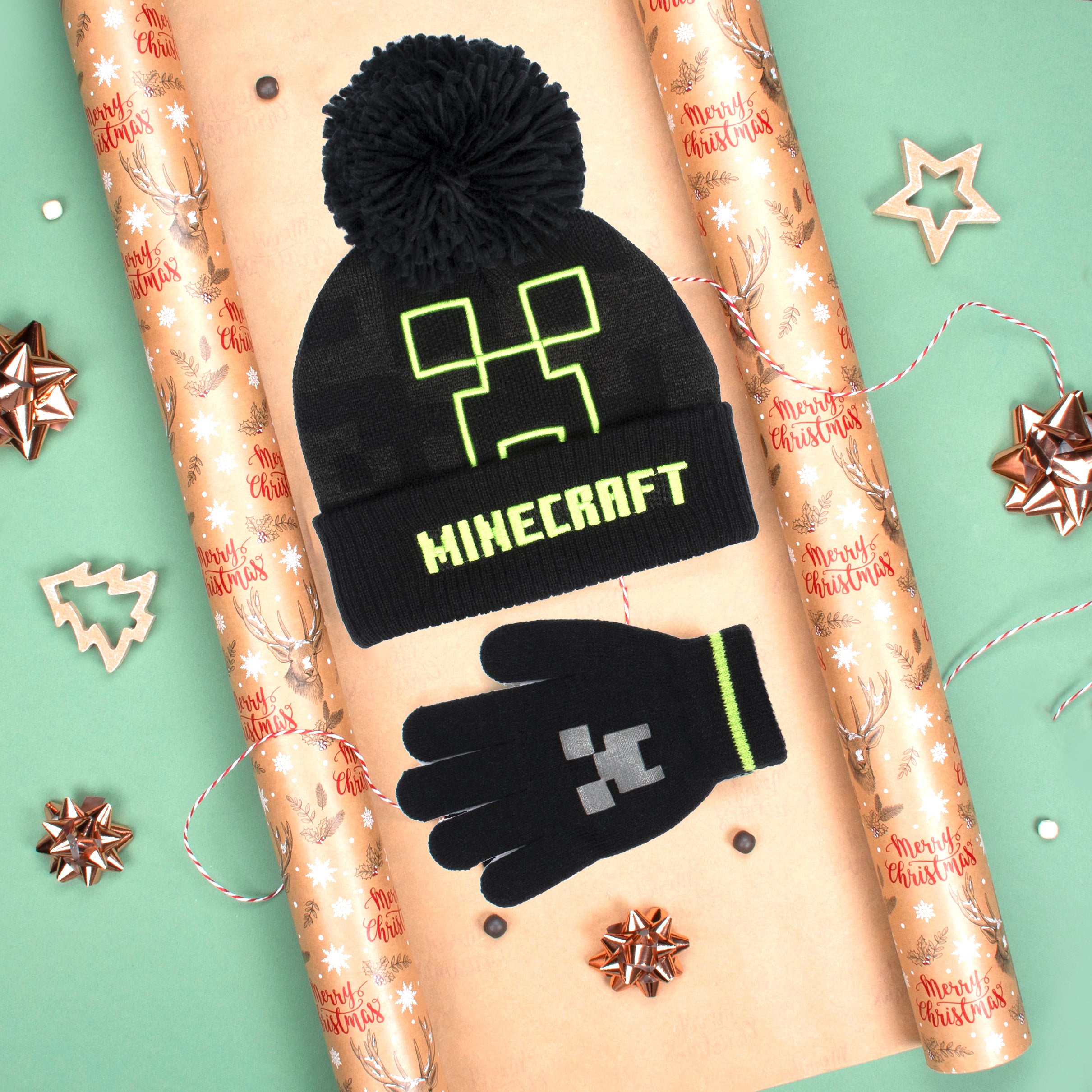 Minecraft Hat & Gloves Set - Grey Creeper – Fringoo