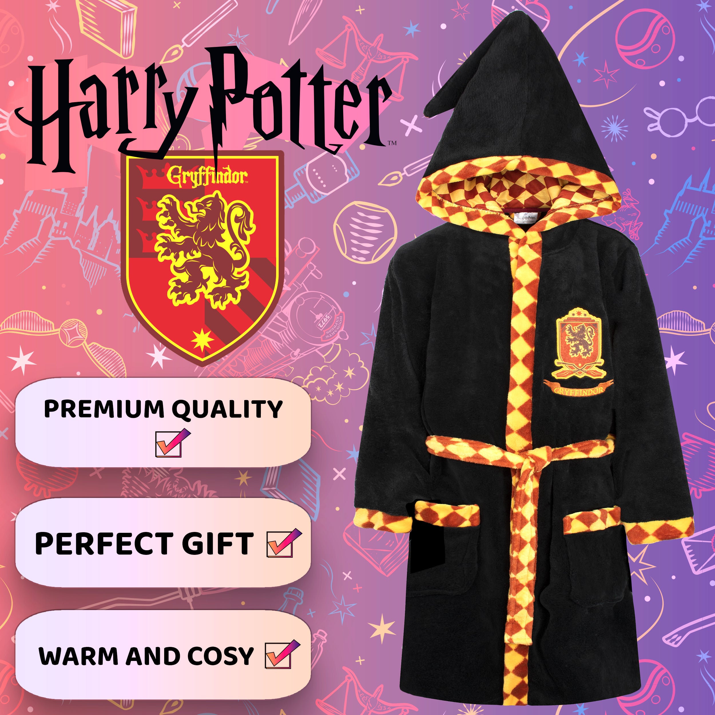 Personalised Harry Potter Robe Black Fringoo