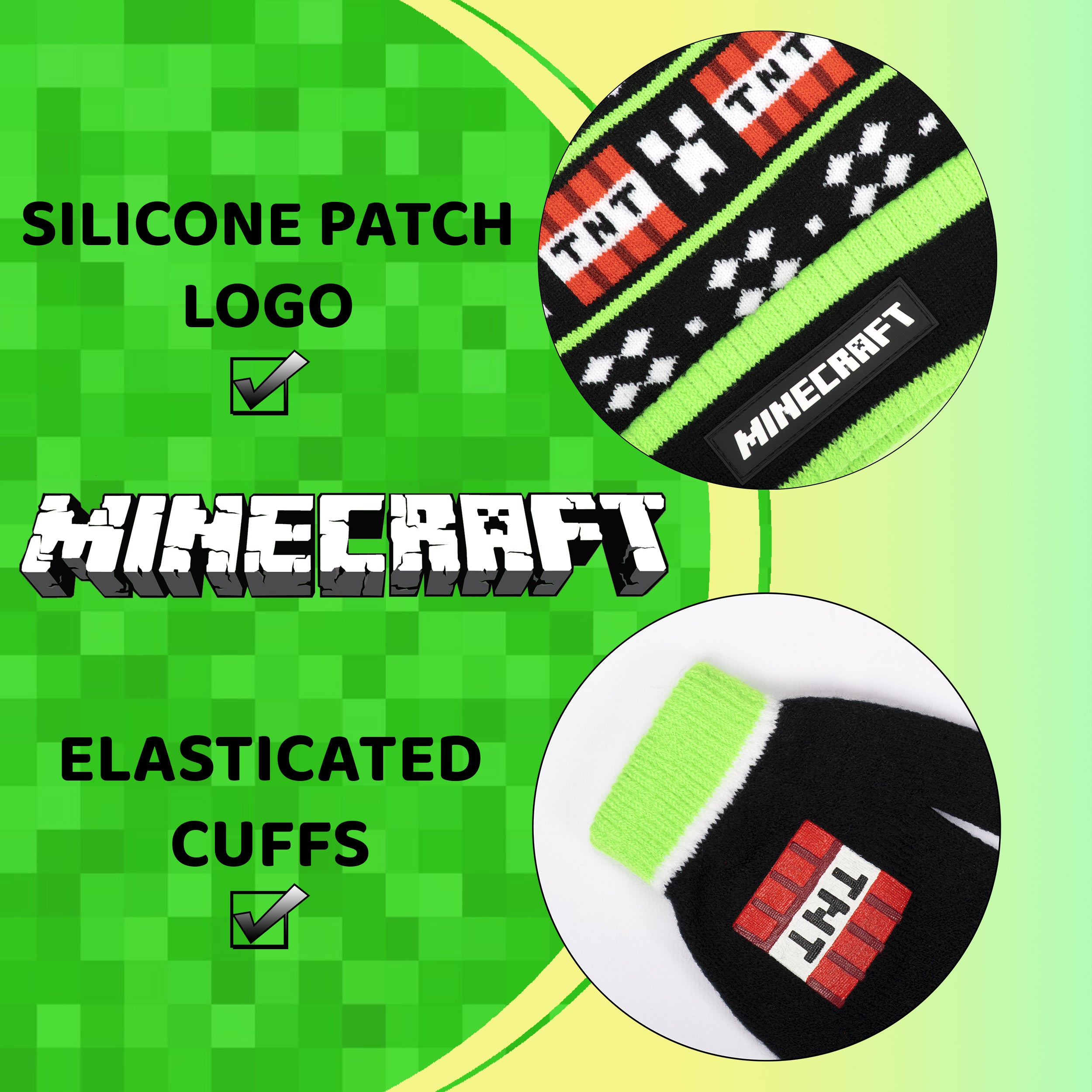 Minecraft Hat & Gloves Set - Black TNT – Fringoo