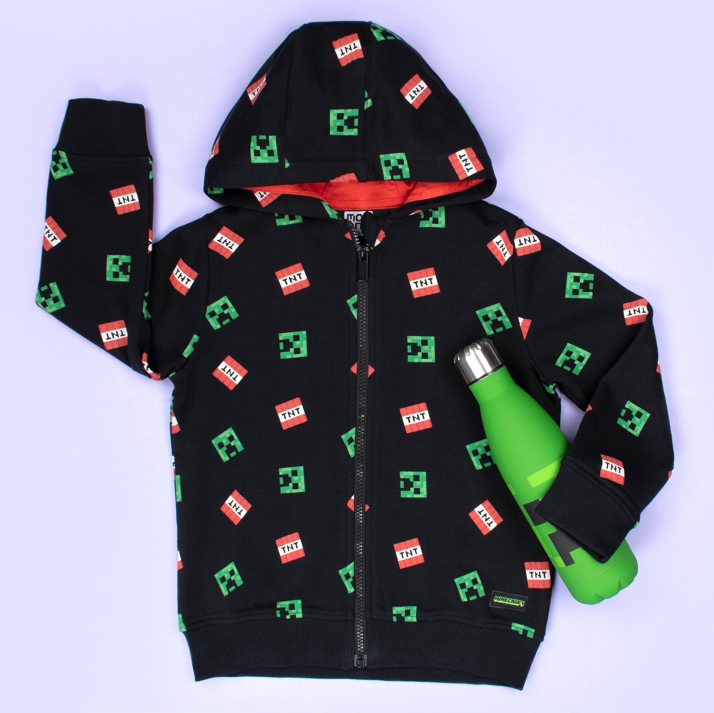 Felpa Con Cappuccio Minecraft Sprites Per Ragazzi - Nero Con Stampa Personaggi | Cotone 100% - Foto 5