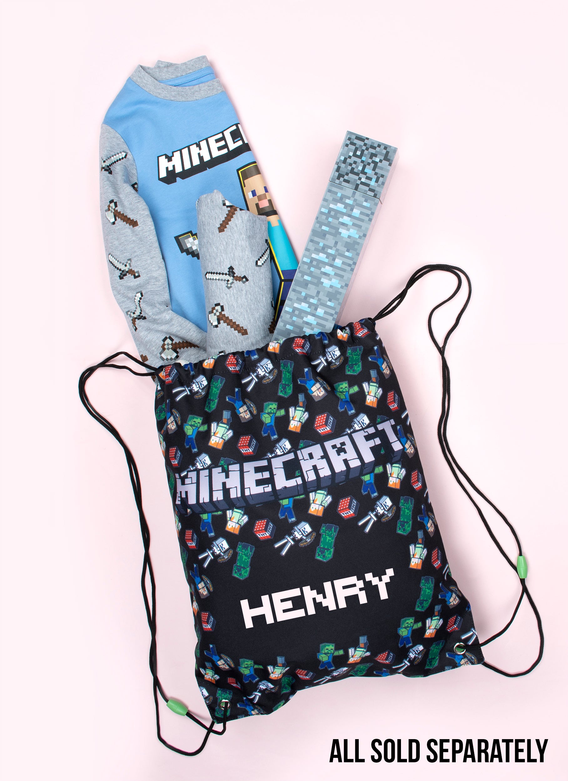 MINECRAFT Personalised Drawstring Bag - Minecraft World – Fringoo