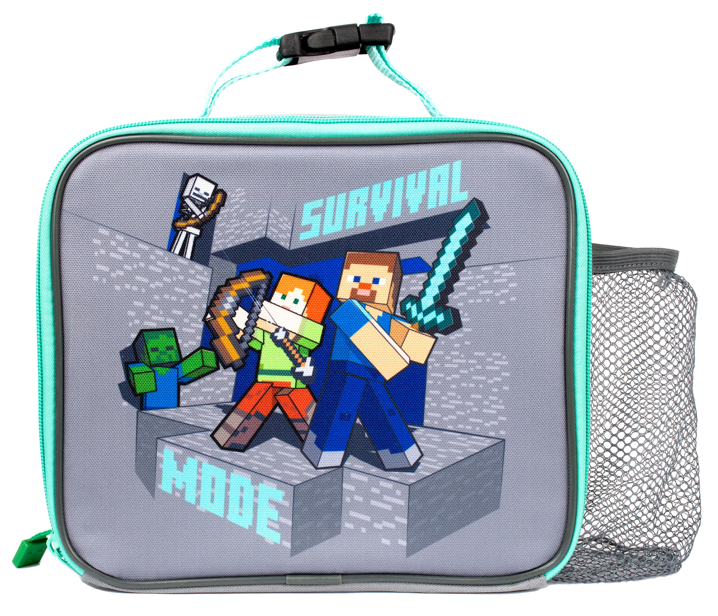 MINECRAFT Lunch Bag with Mesh Pocket - Steve & Alex Fringoo MINECRAFT Lunch Bag with Mesh Pocket - Steve & Alex Fringoo