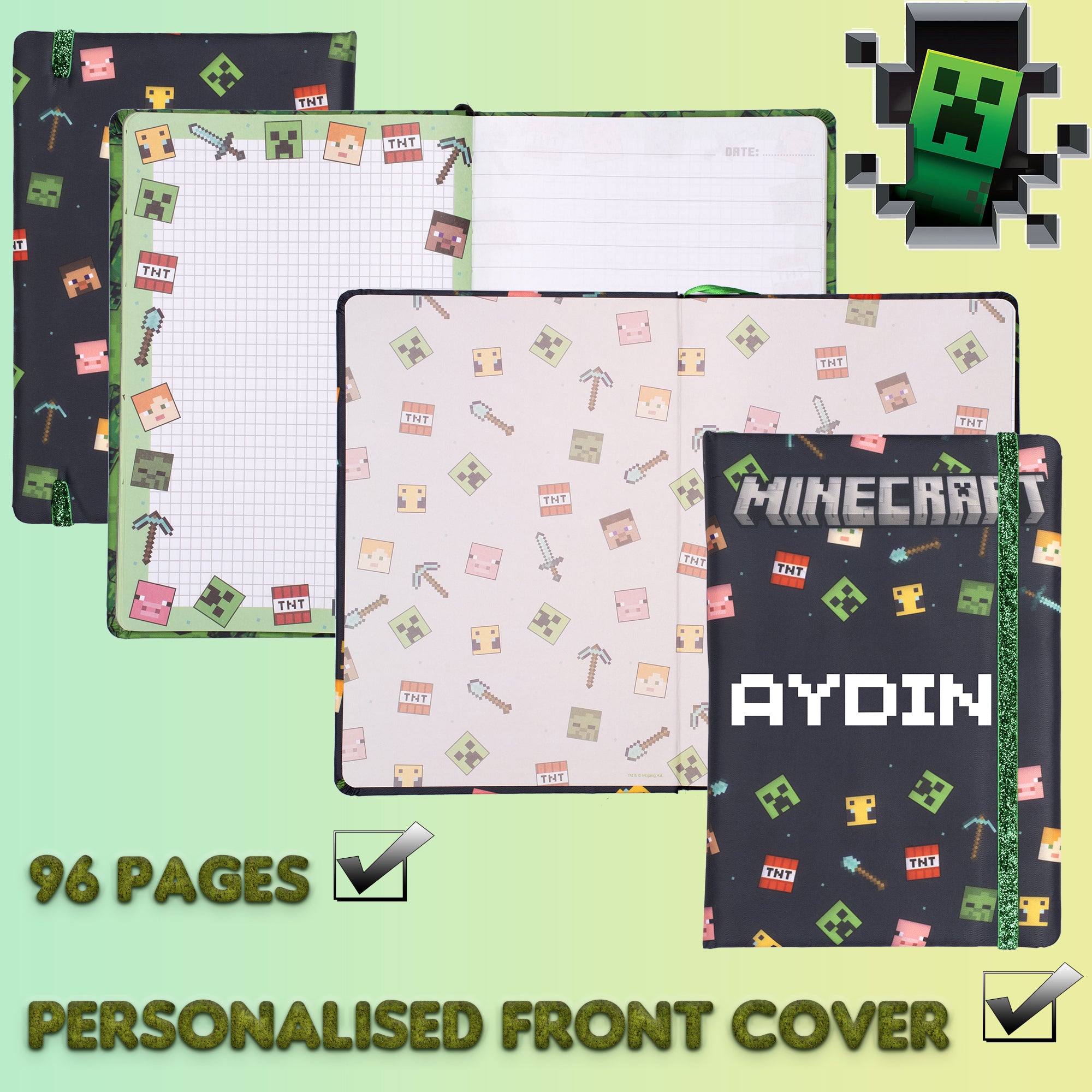 Personalised Minecraft Notebook - Black – Fringoo