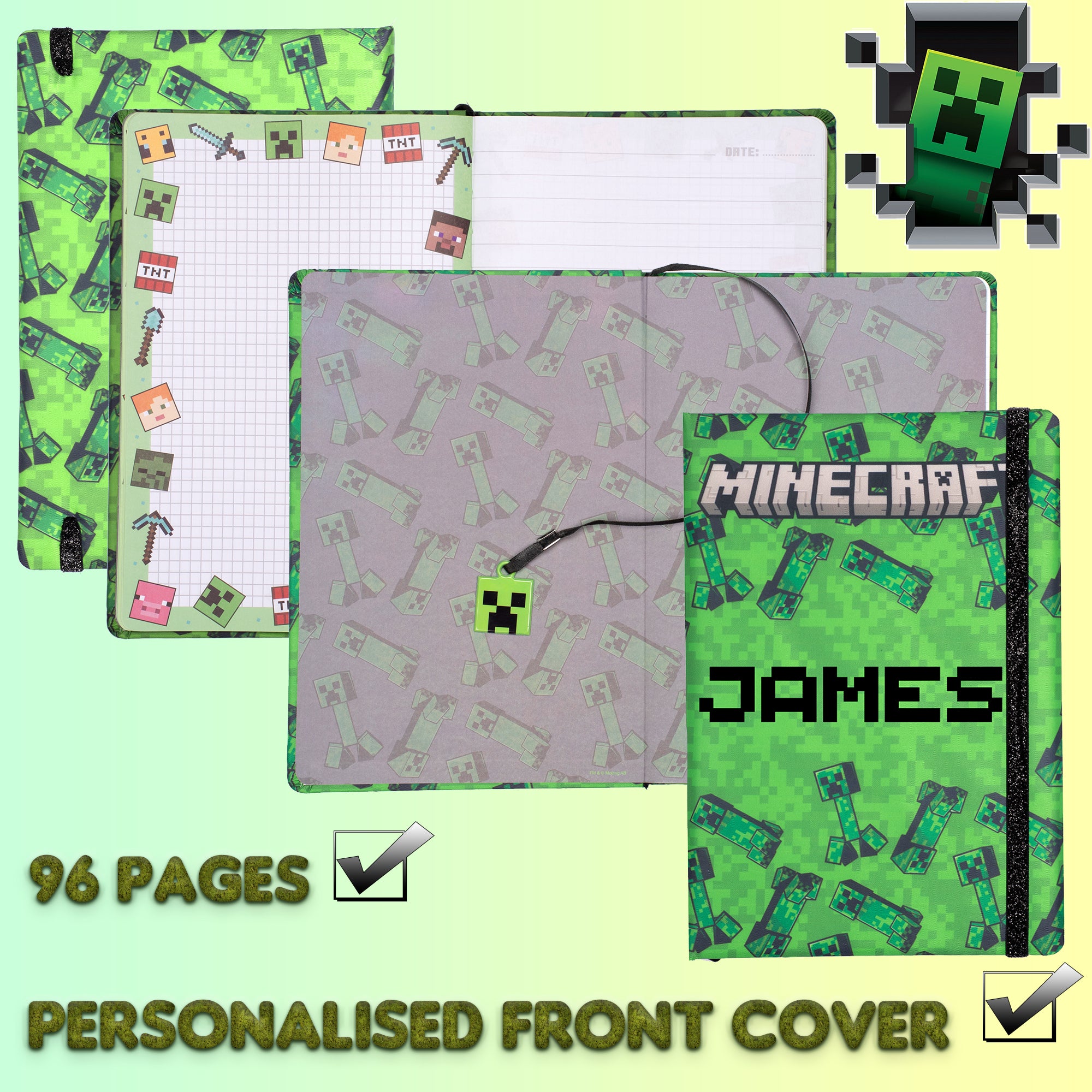 Personalised Minecraft Notebook - Green – Fringoo