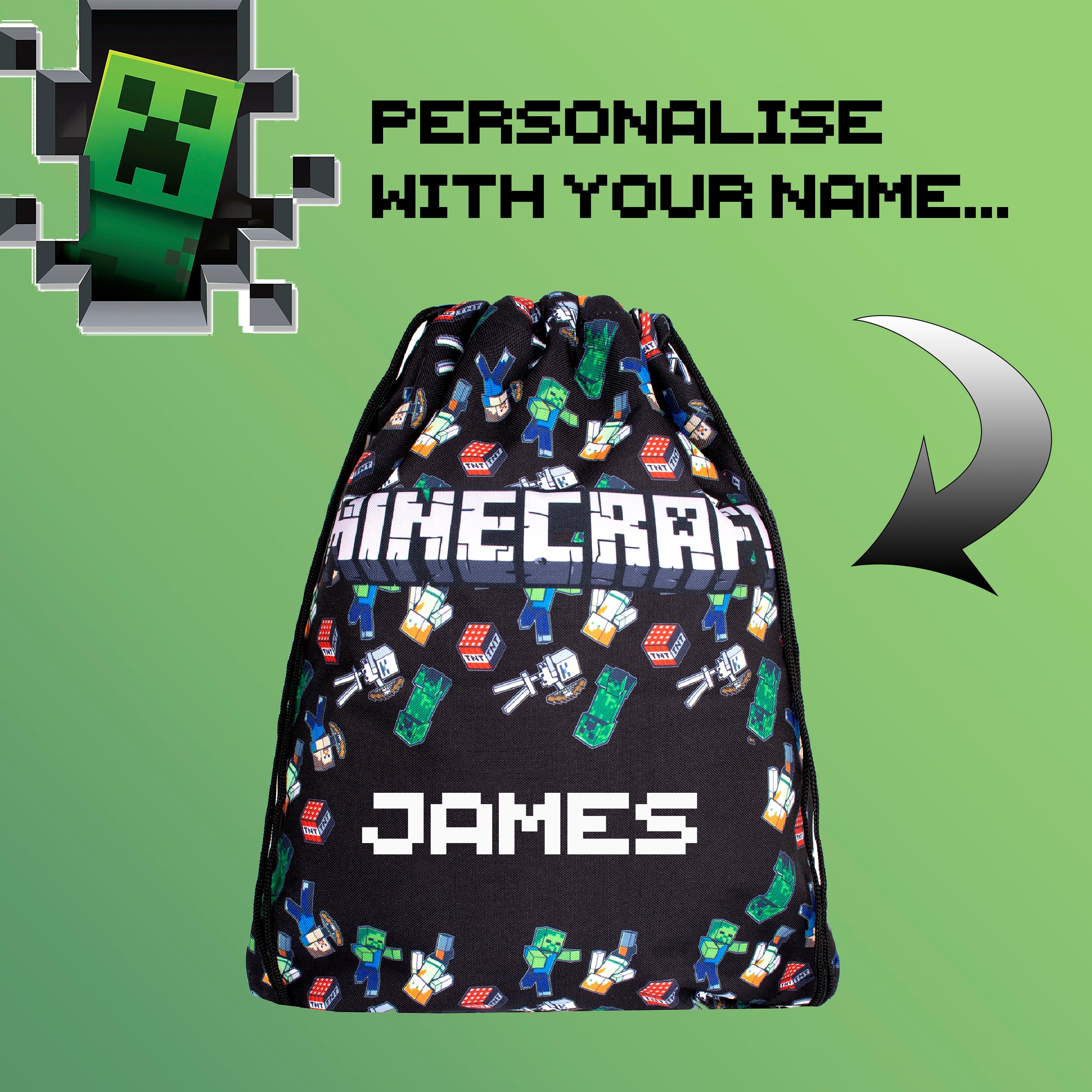 MINECRAFT Personalised Drawstring Bag - Minecraft World – Fringoo